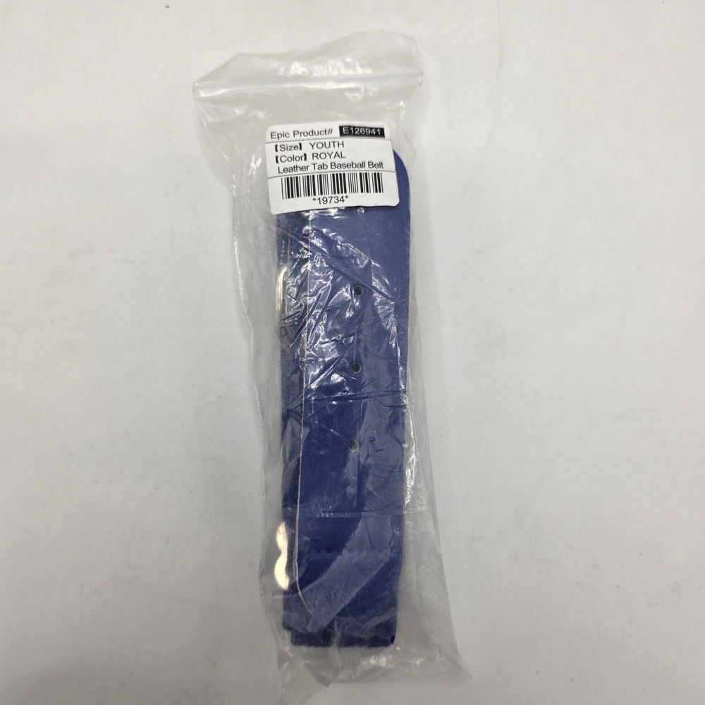 Epic‎ Sports Baseball Belt Youth Royal Blue Leather Tab Adjustable Athletic Gear